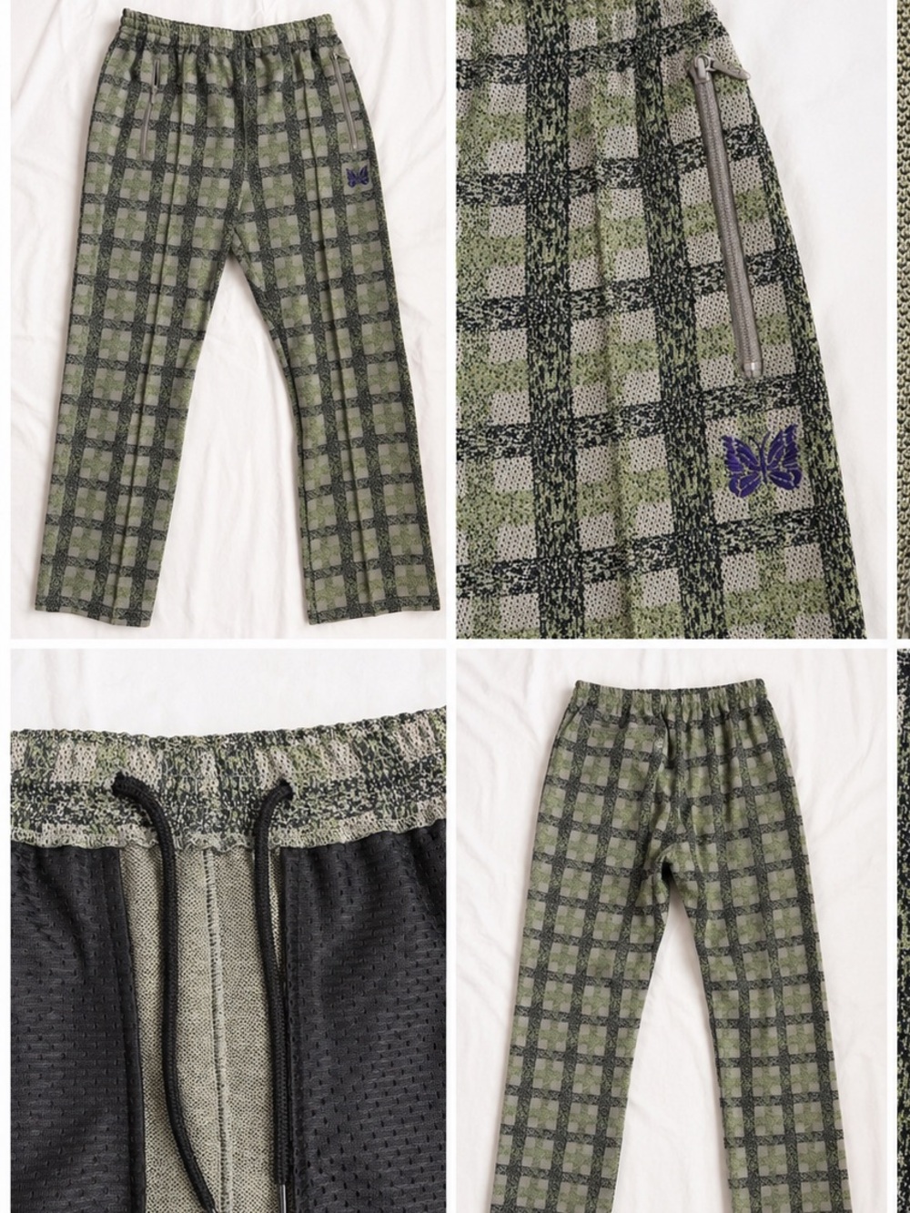 Needles Track Pants – Green Check / Plaid – Size M – Made in Japan